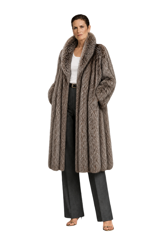 1990s Multicolor Brown Fur Coat - Model
