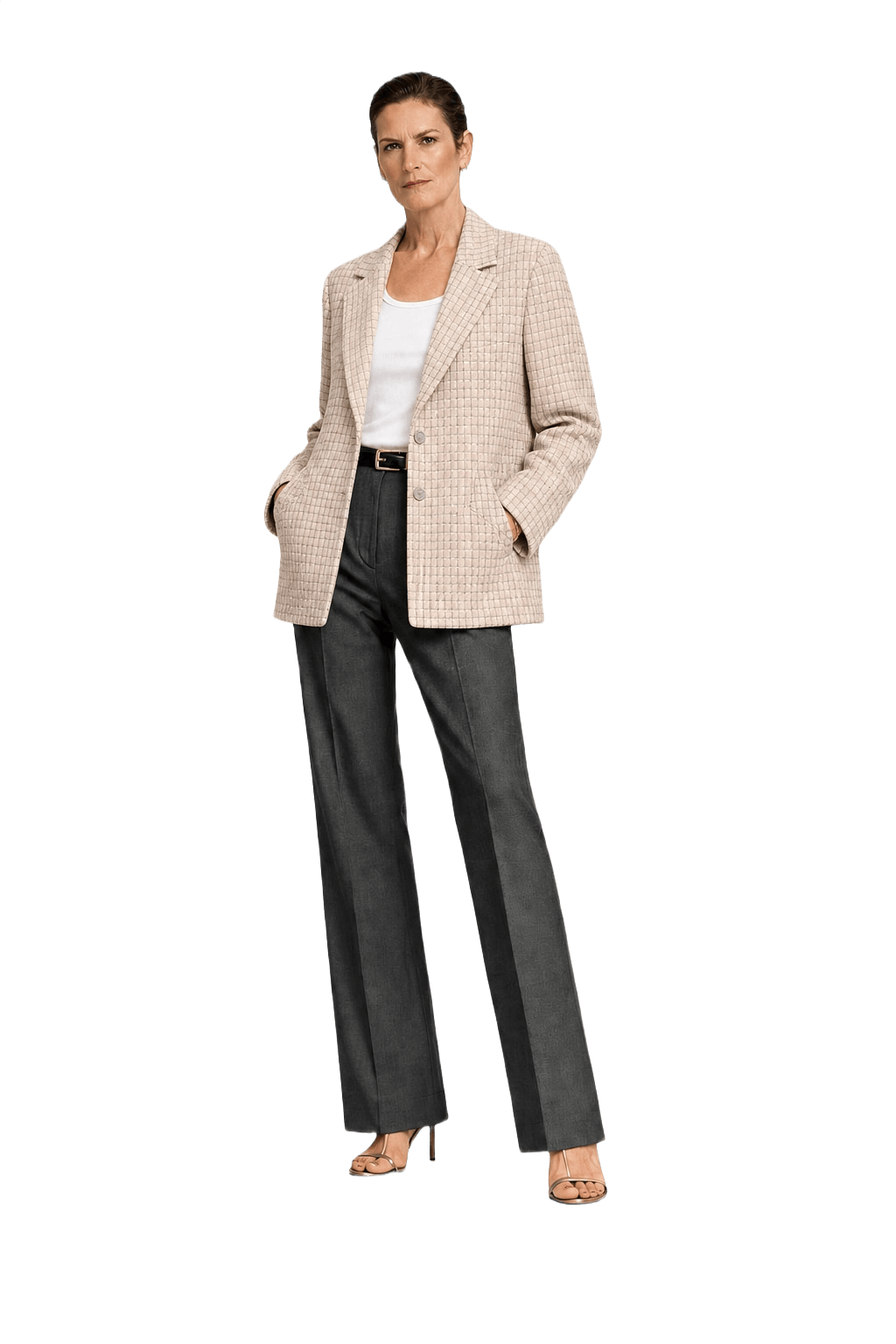 1990s Light Beige Wool Blend Blazer - Model