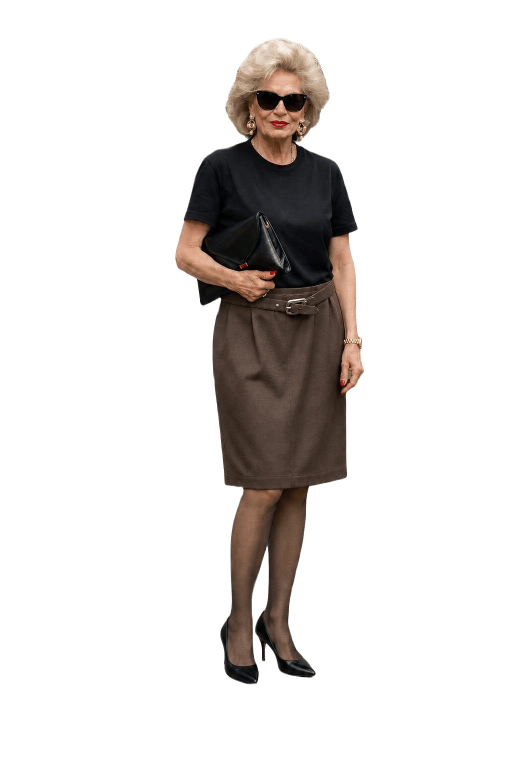 1980s Brown Wool Blend Skirt - Model