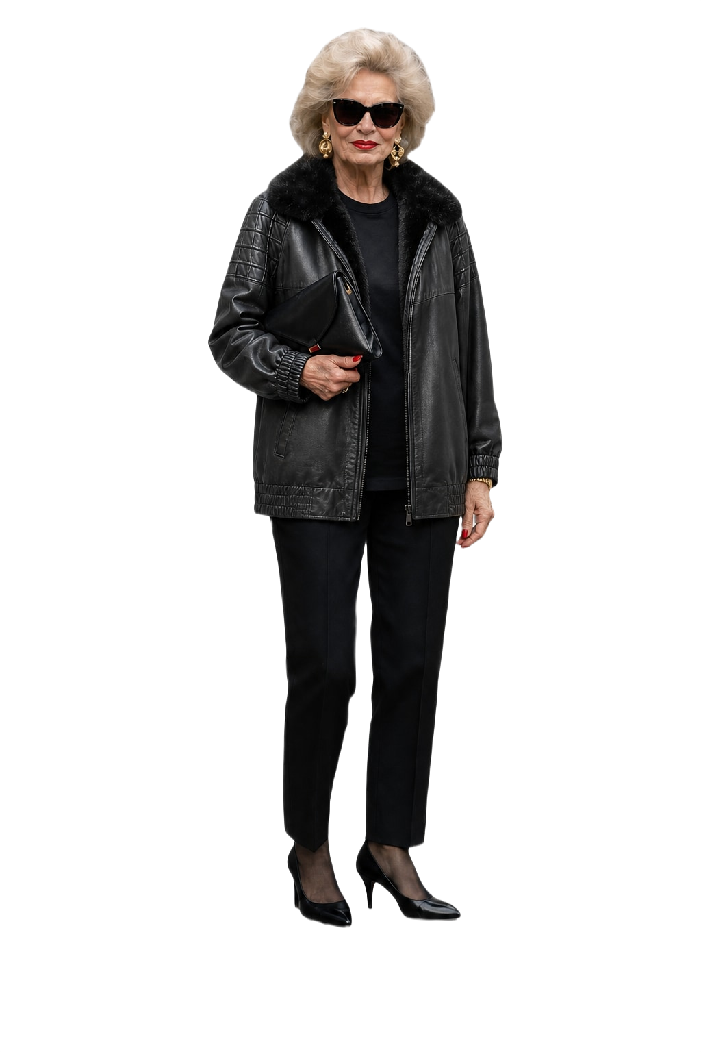 1980s Black Leather Jacket - Model