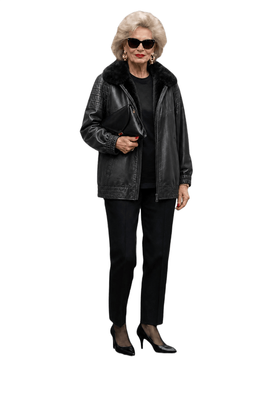 1980s Black Leather Jacket - Model
