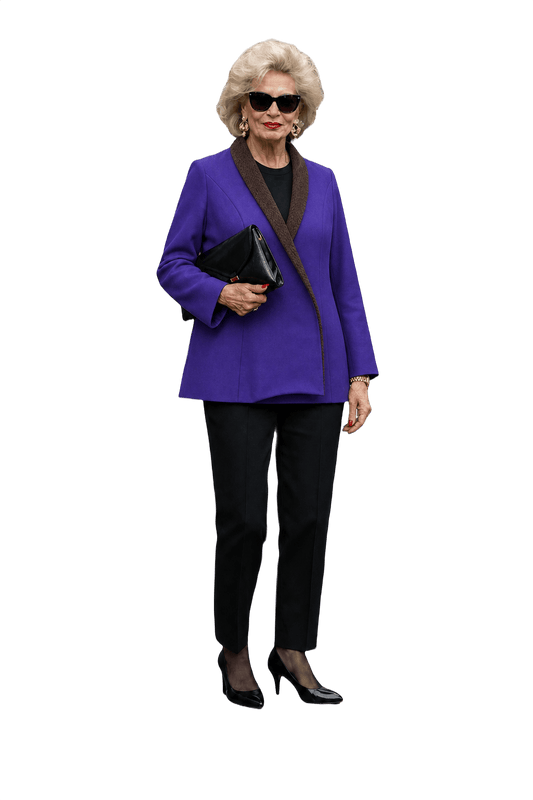 1980s Purple Wool Blend Blazer - Model