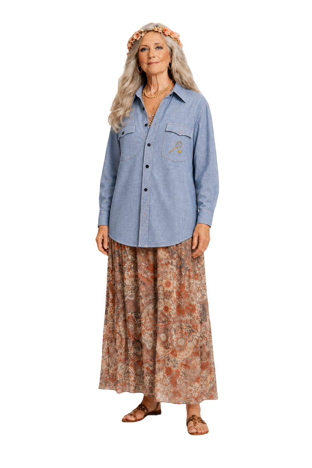 1970s Light Blue Cotton Shirt - Model