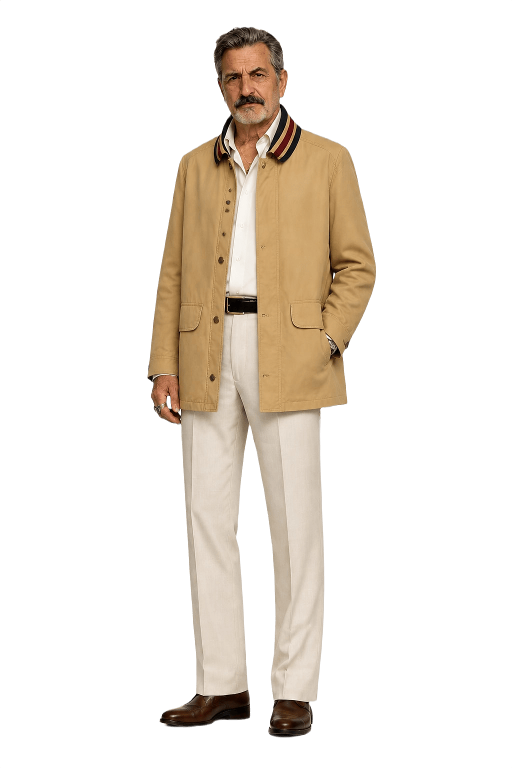 1980s Tan Cotton Blend Jacket - Model