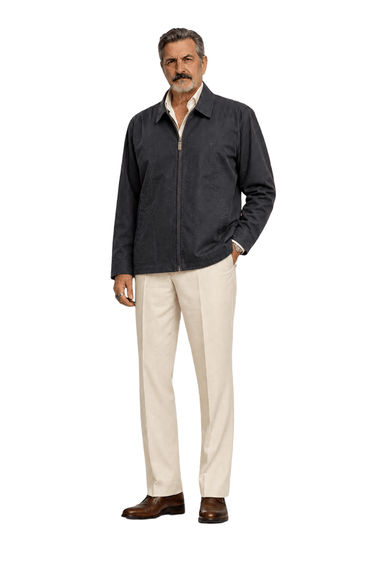 1980s Navy Blue Cotton Blend Jacket - Model