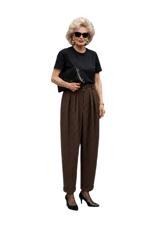 1980s Brown Cotton Trousers - Model