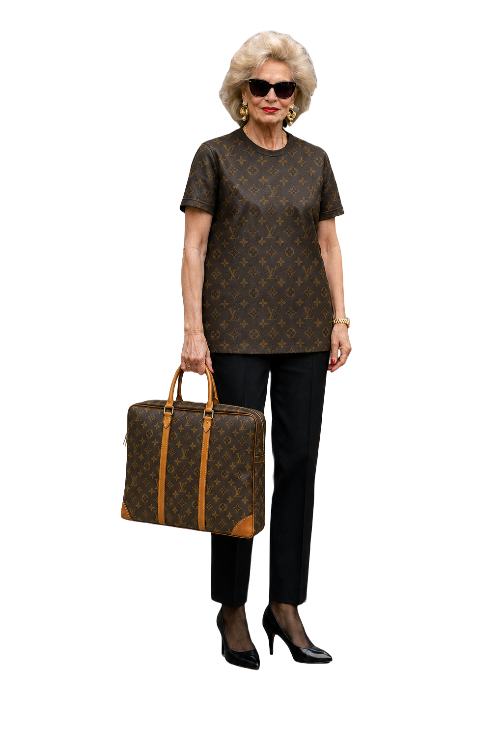 1980s Brown Canvas with Leather Bag - Model