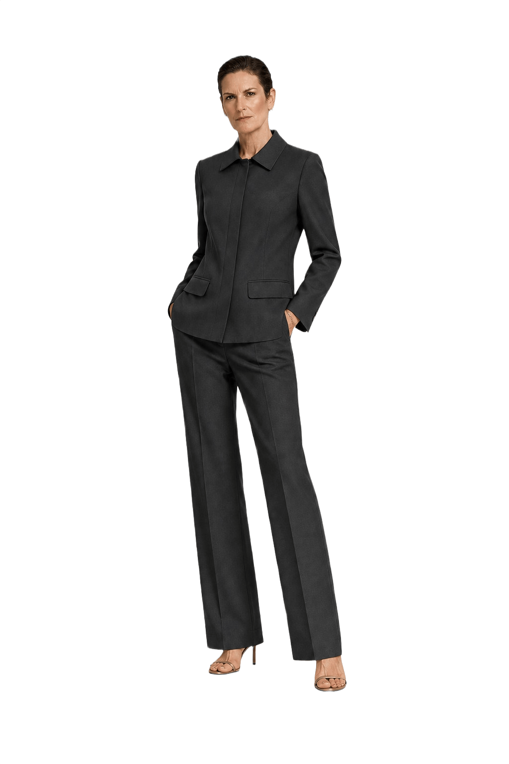 1990s Black Wool Blend Pantsuit - Model