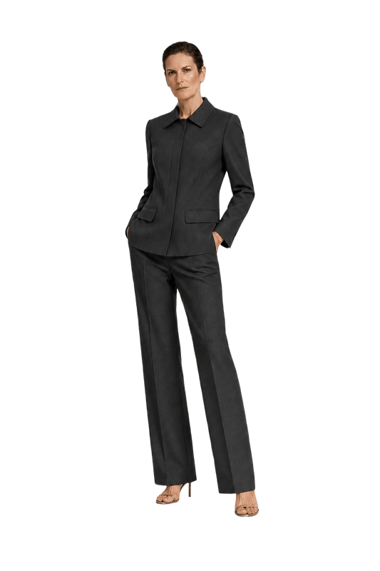 1990s Black Wool Blend Pantsuit - Model