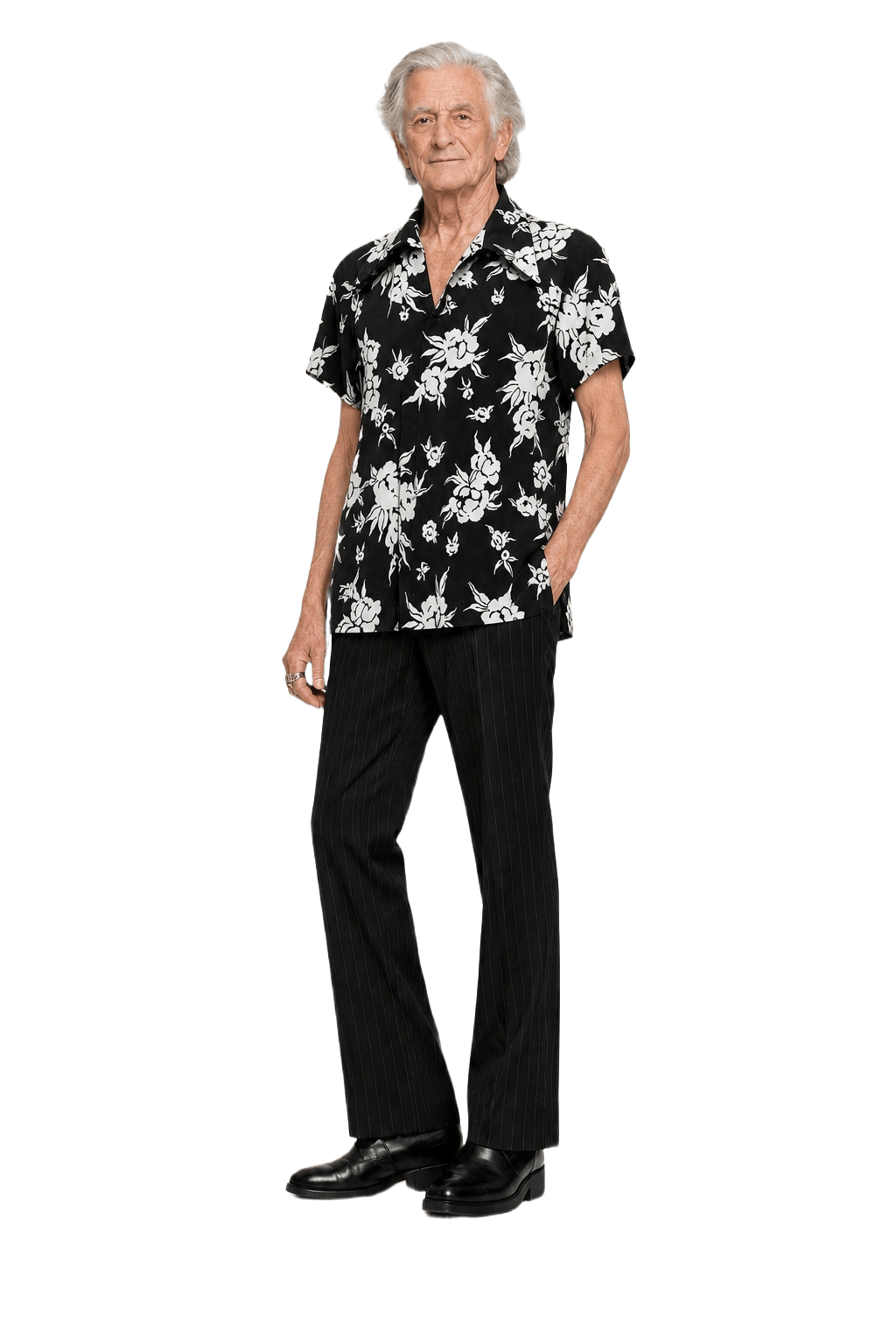 1970s Black Synthetic Blend Shirt - Model