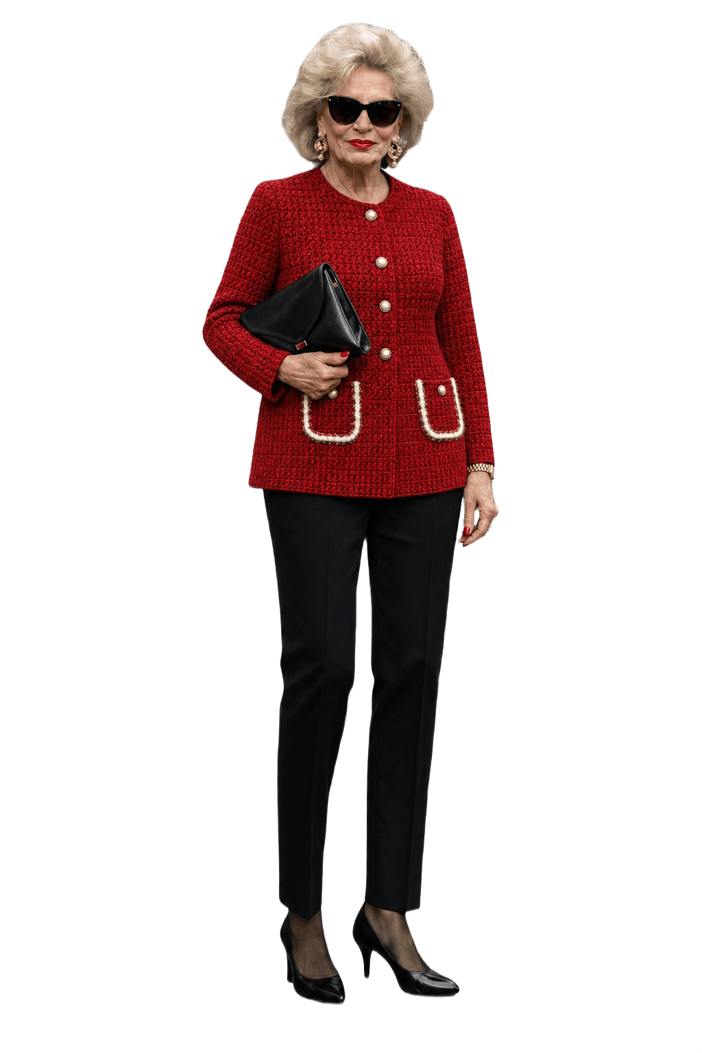 1980s Red Wool Blend Skirt - Model
