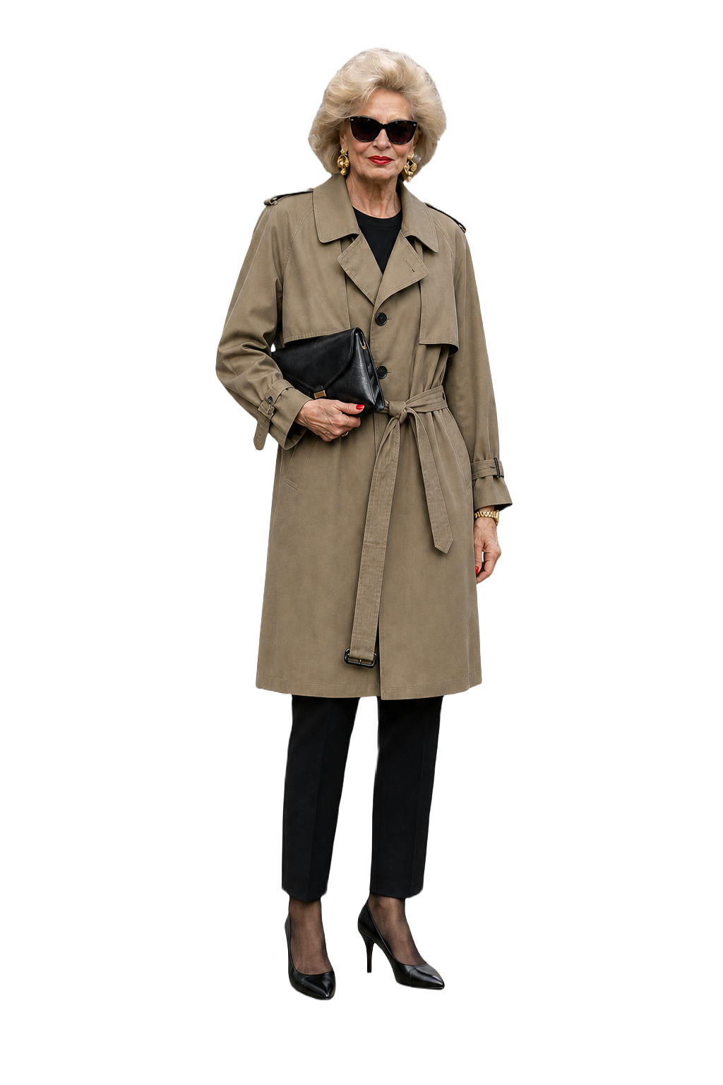 1980s Khaki Green Cotton Trench Coat - Model