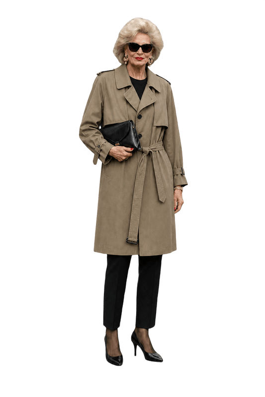 1980s Khaki Green Cotton Trench Coat - Model