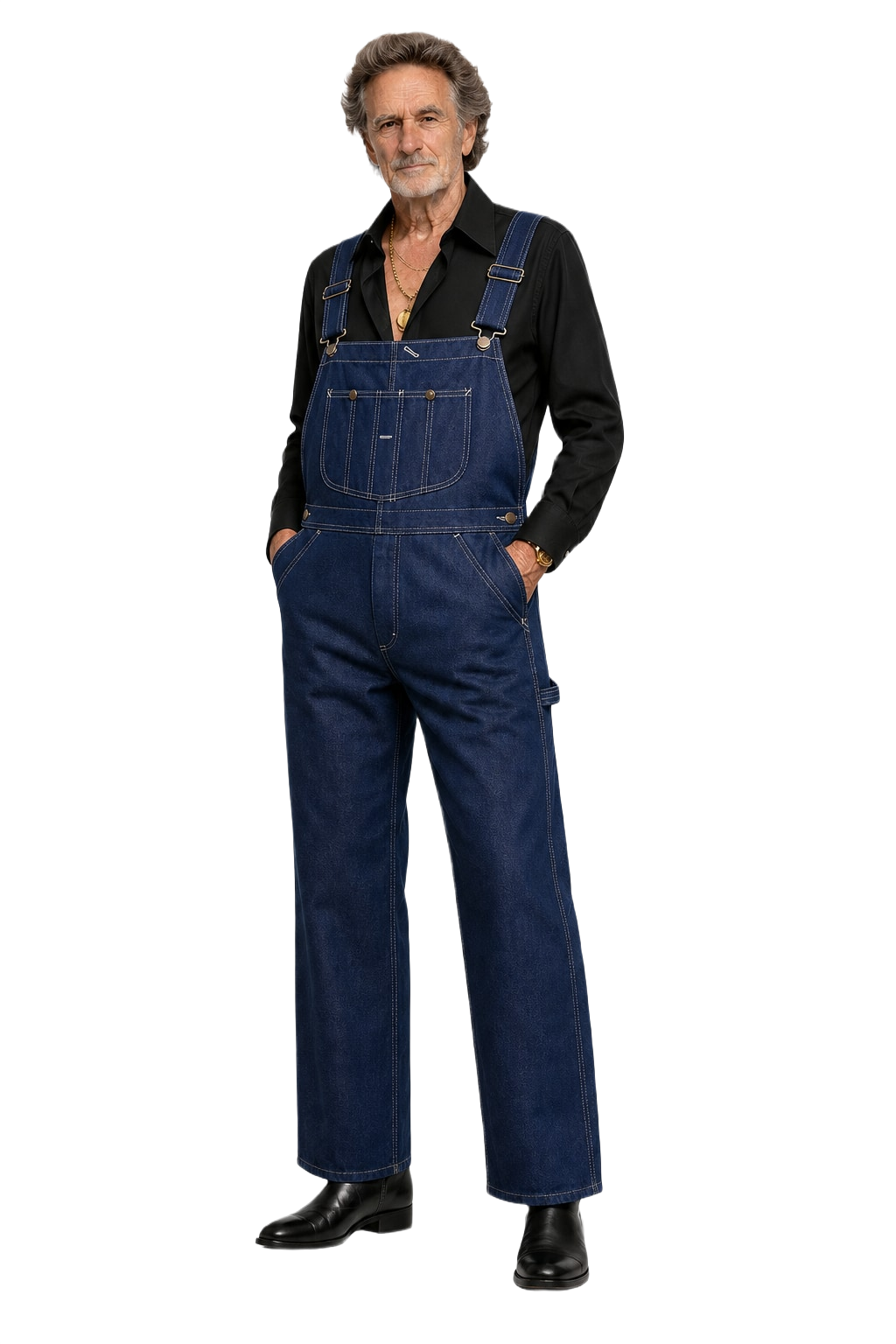 1980s Dark Blue Denim Jumpsuit - Model