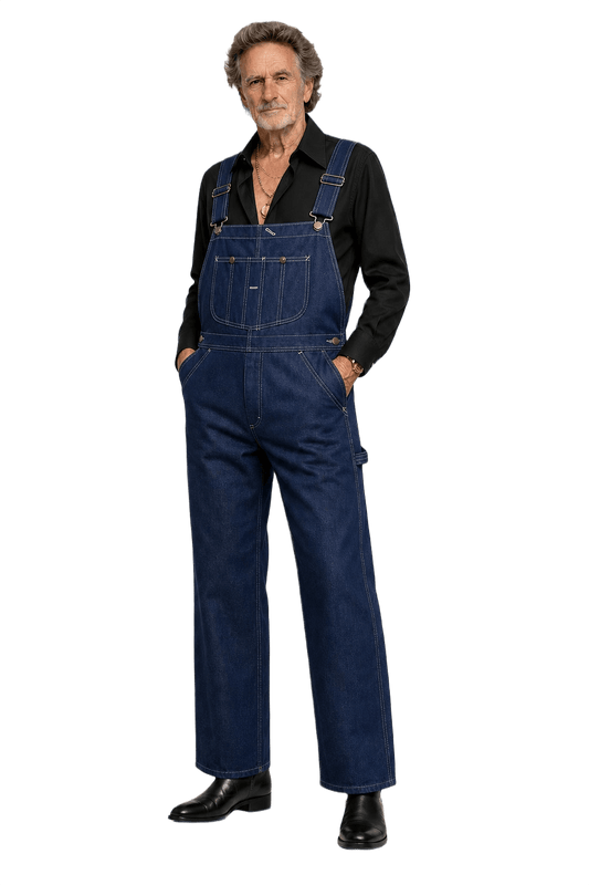 1980s Dark Blue Denim Jumpsuit - Model