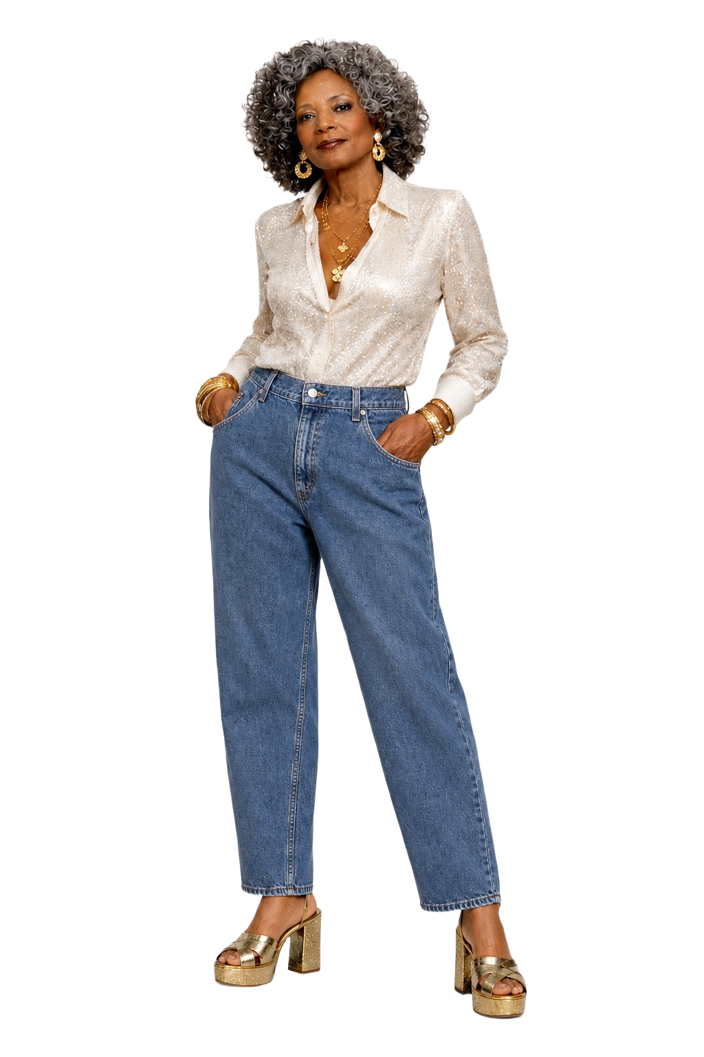 1980s Blue Denim Jeans - Model