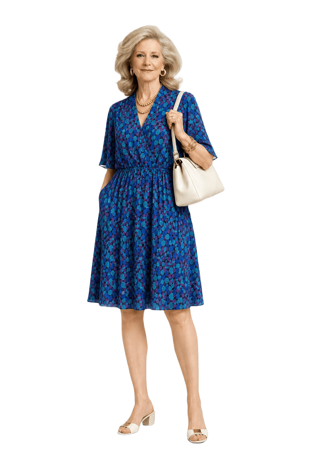 1970s Blue Synthetic Blend Dress - Model