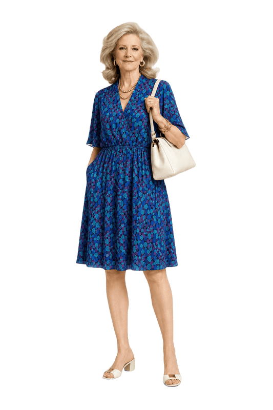 1970s Blue Synthetic Blend Dress - Model