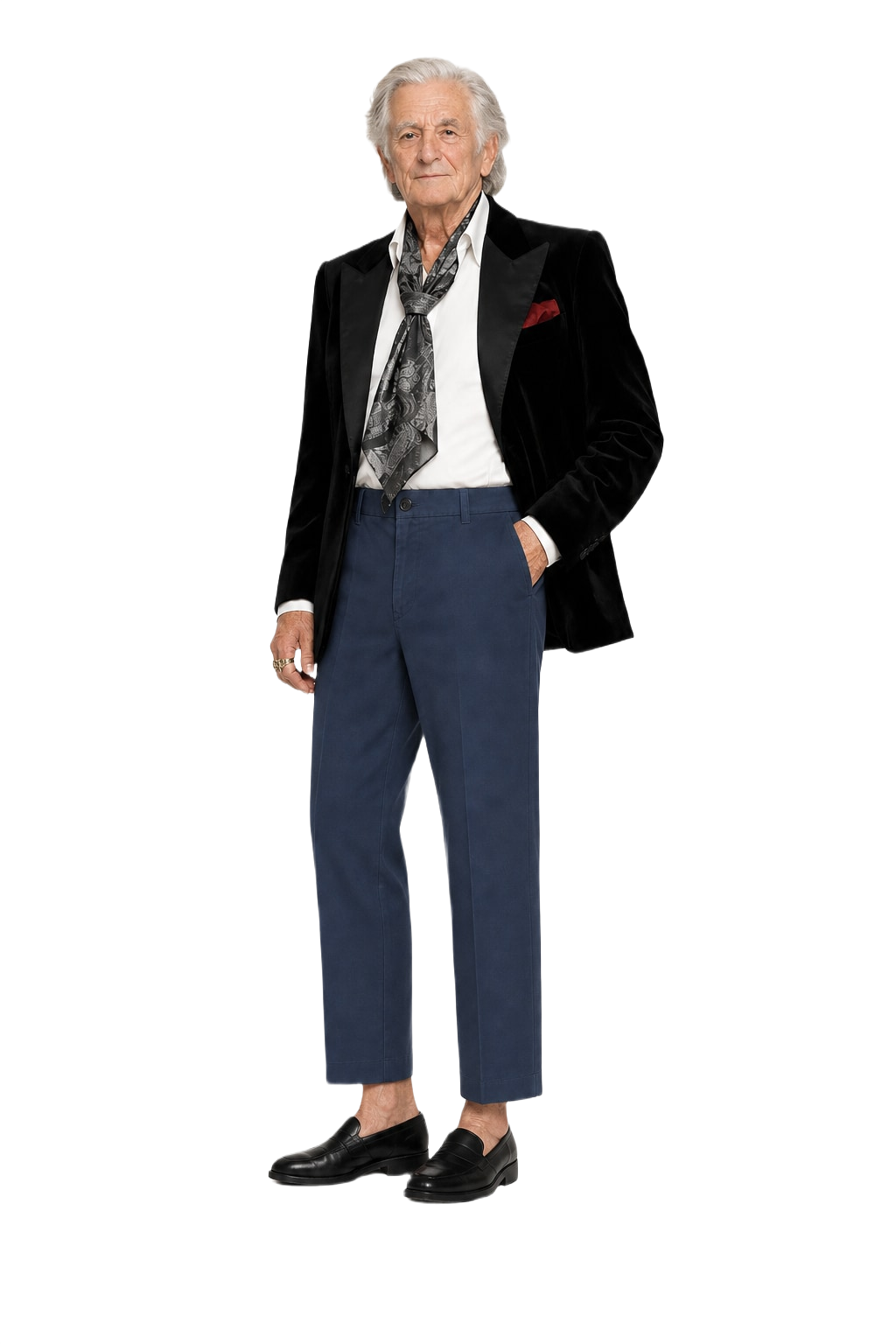 1970s Navy Blue Cotton Blend Pants - Model