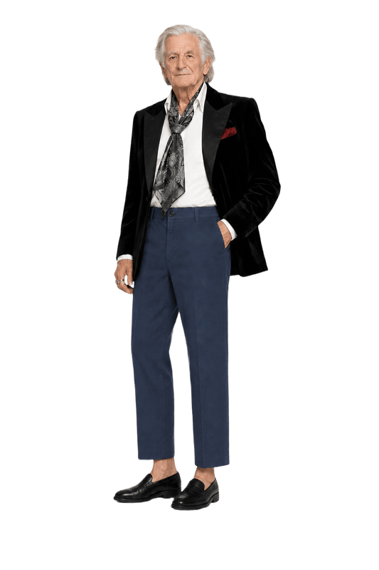 1970s Navy Blue Cotton Blend Pants - Model