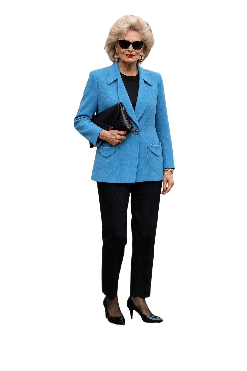 1980s Turquoise Blue Polyester Blazer - Model