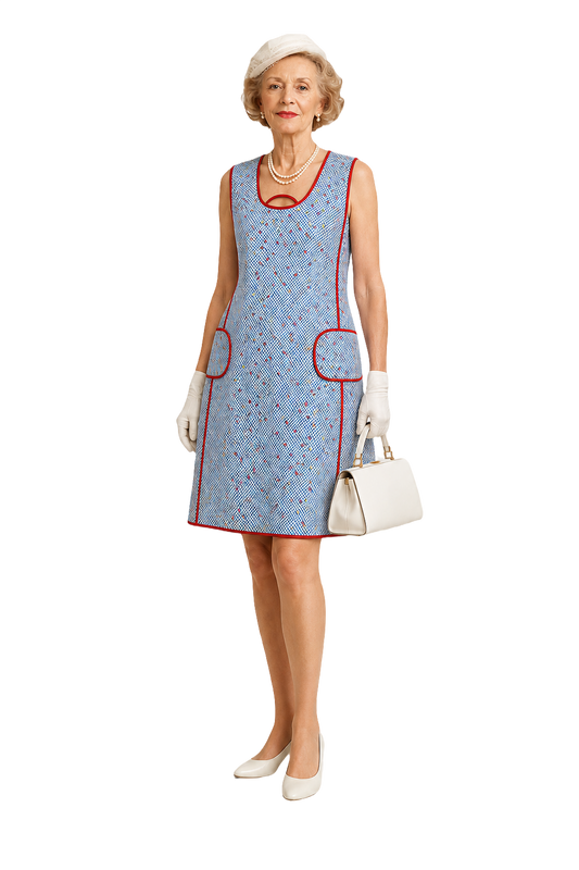 1950s Blue Cotton Pinafore Dress - Model