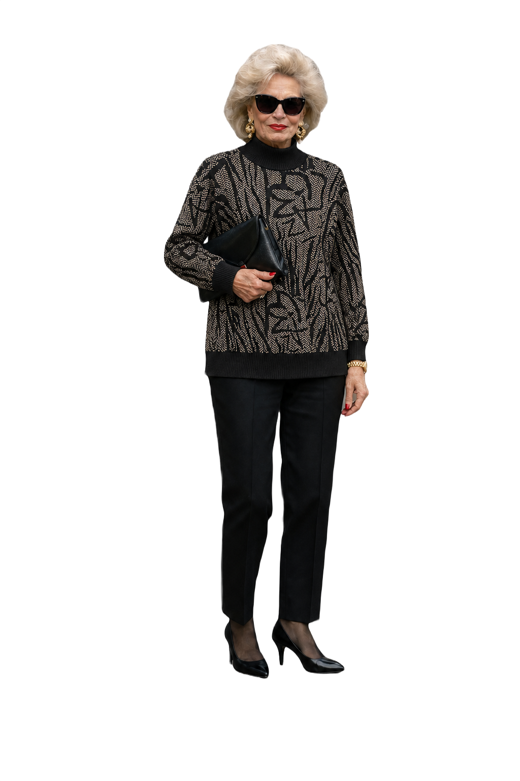 1980s Black Wool Blend Sweater - Model