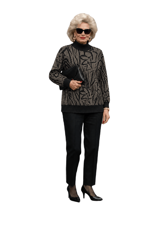 1980s Black Wool Blend Sweater - Model