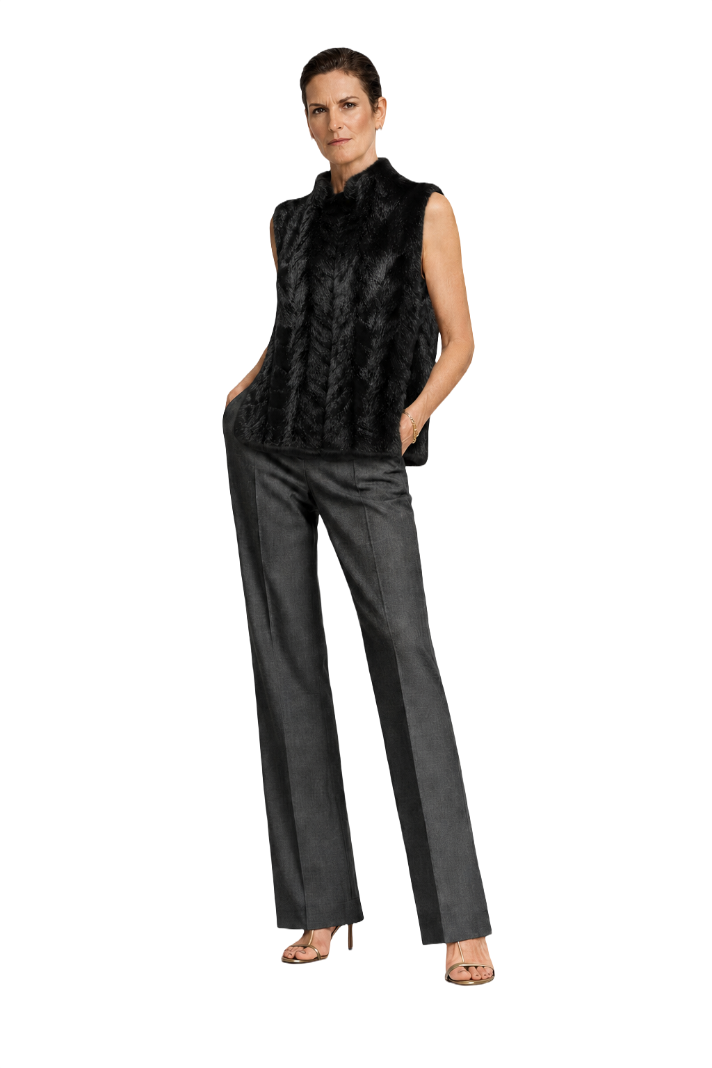 1990s Black Synthetic Vest - Model