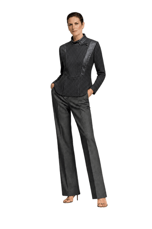 1990s Black Wool and Leather Blazer - Model