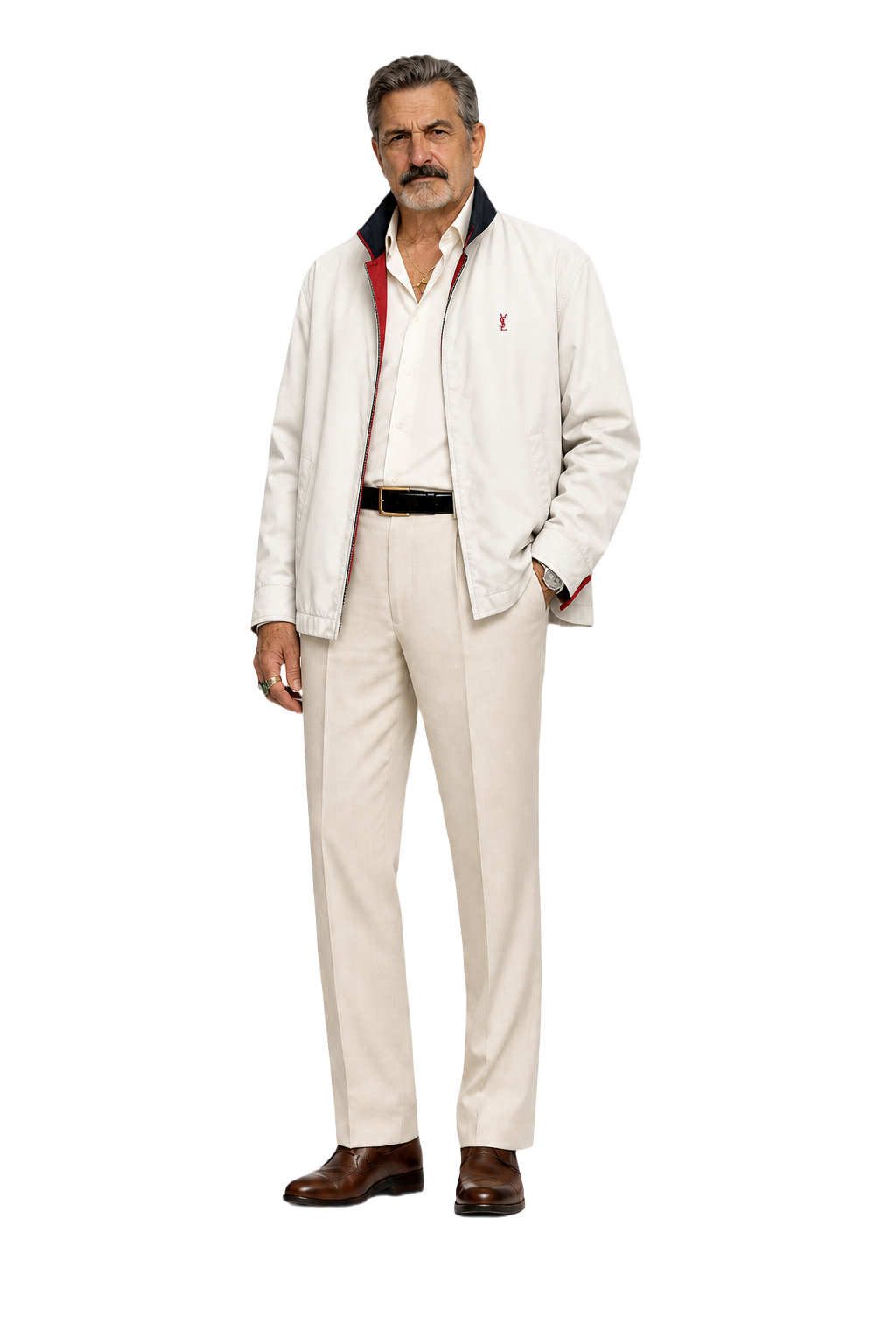 1980s Cream Cotton Blend Jacket - Model