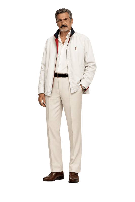 1980s Cream Cotton Blend Jacket - Model