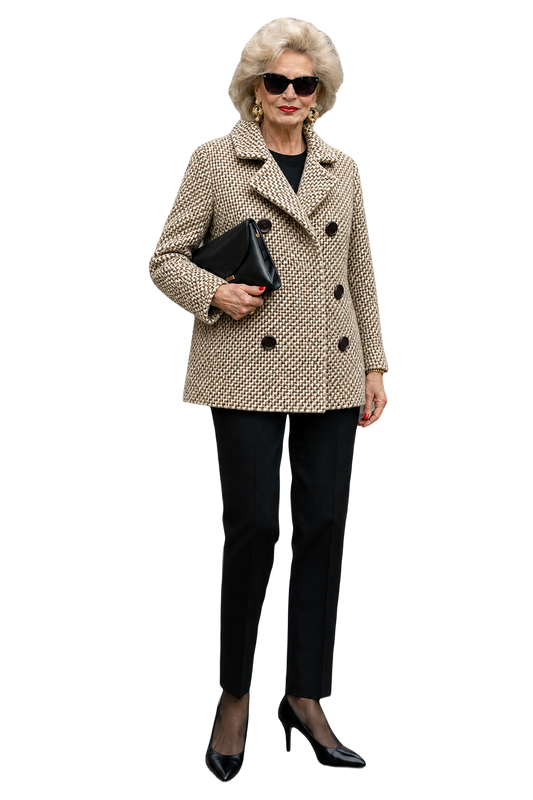 1980s Ivory Wool Blend Jacket - Model