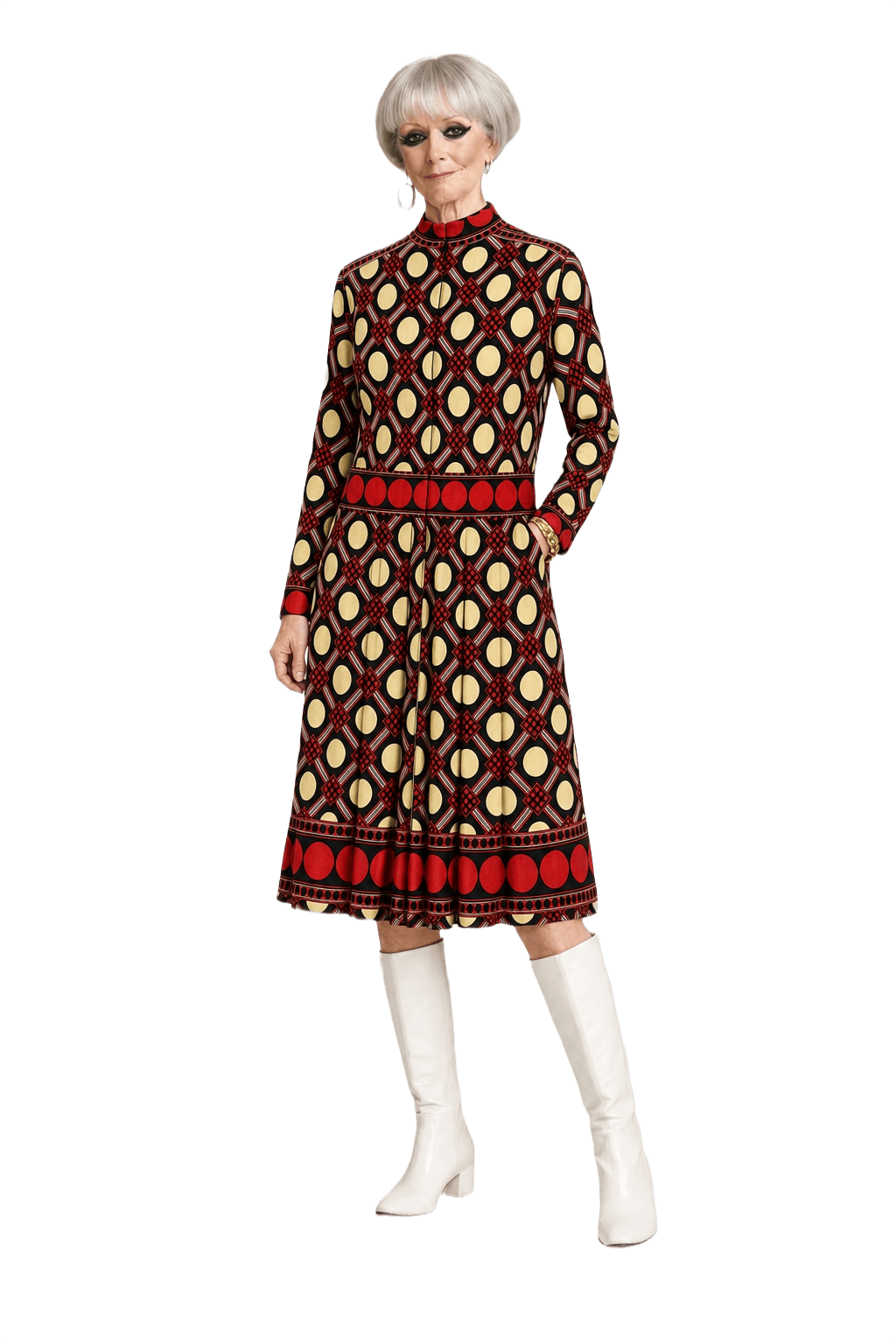 1960s Red Polyester Blend Dress - Model