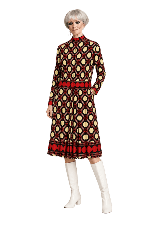 1960s Red Polyester Blend Dress - Model