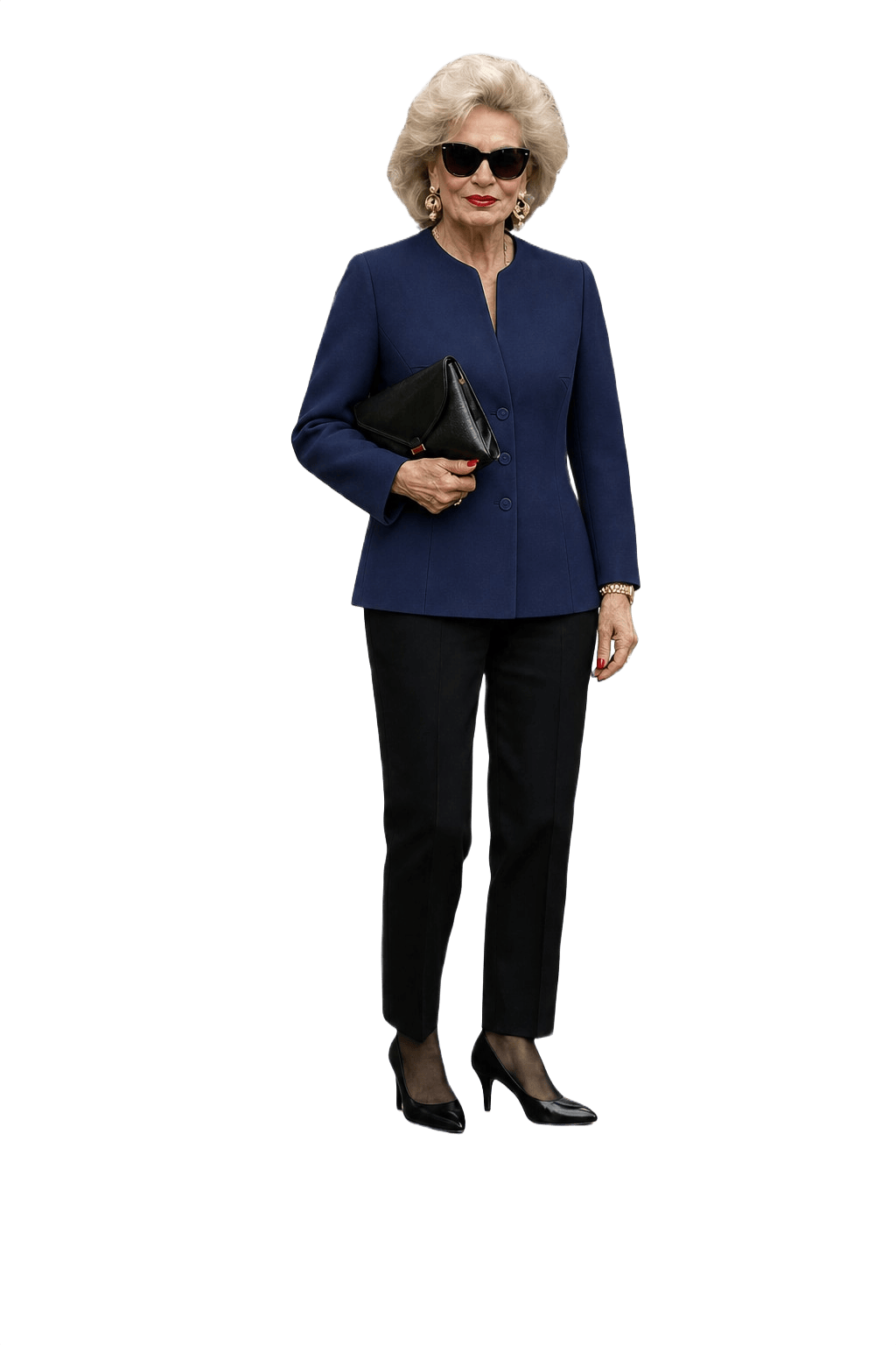 1980s Navy Blue Wool Blend Jacket - Model