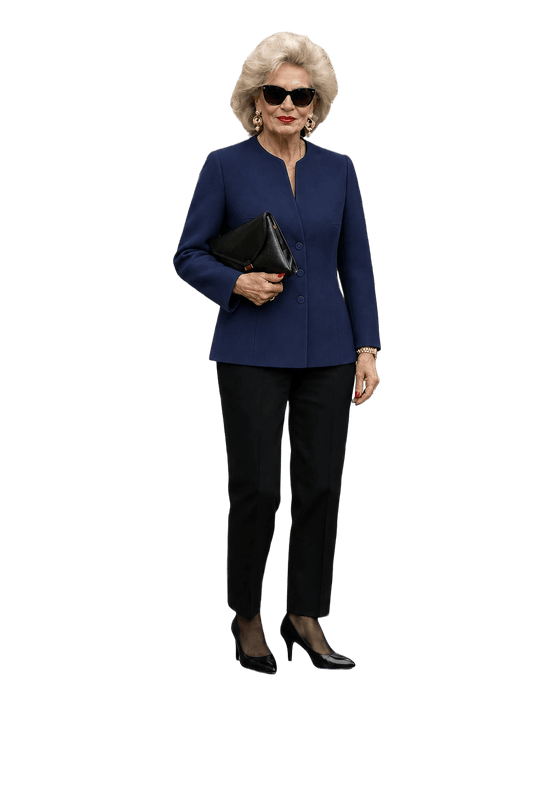 1980s Navy Blue Wool Blend Jacket - Model