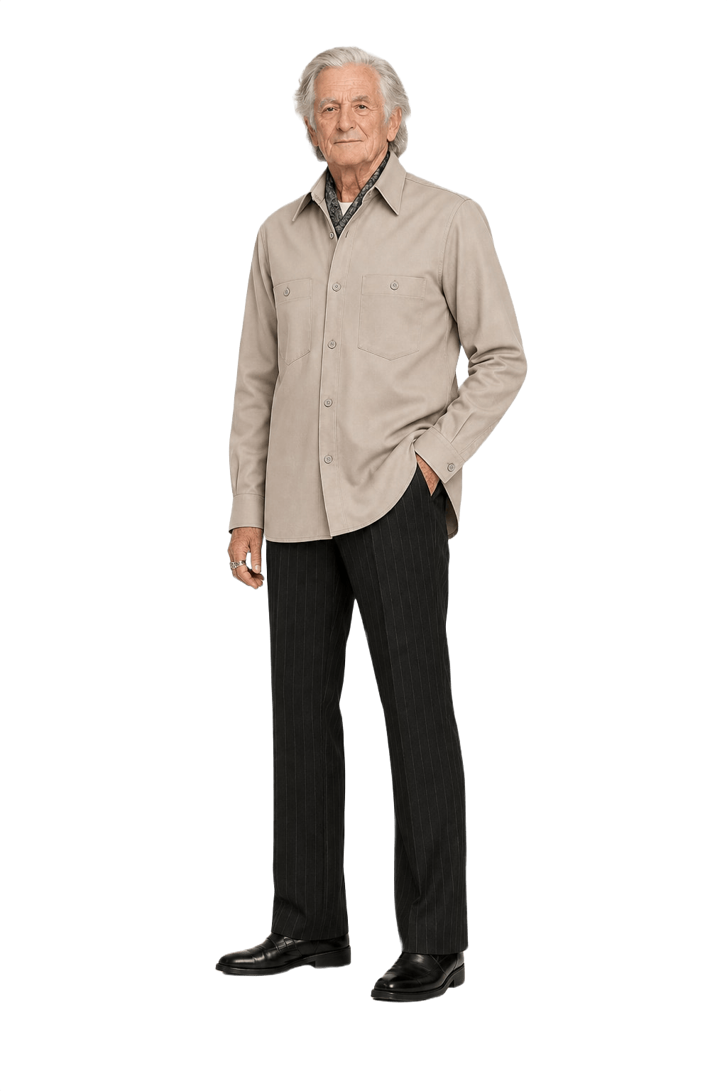 1970s Beige Cotton Shirt - Model
