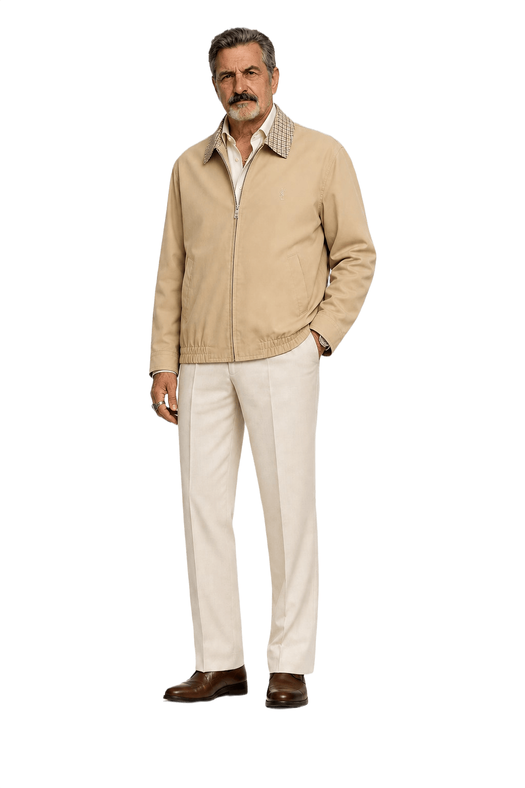 1980s Beige Cotton Blend Jacket - Model