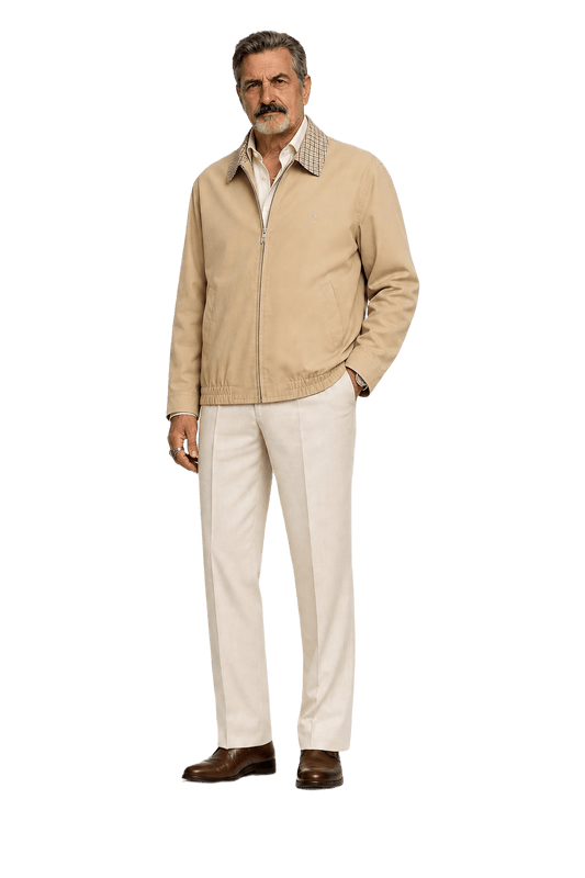 1980s Beige Cotton Blend Jacket - Model
