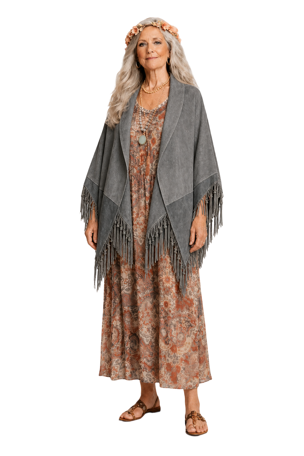 1970s Gray Suede Cape - Model