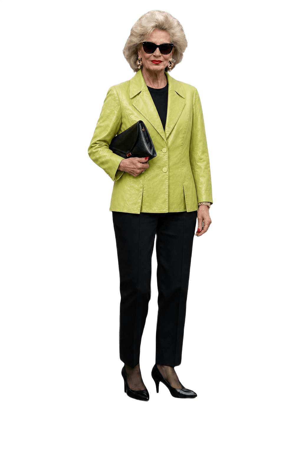 1980s Lime Green Polyester Blazer - Model