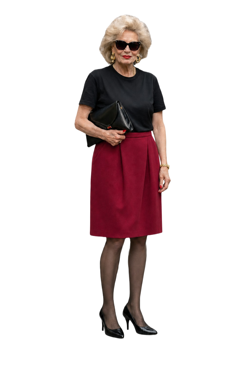 1990s Red Acrylic Skirt - Model