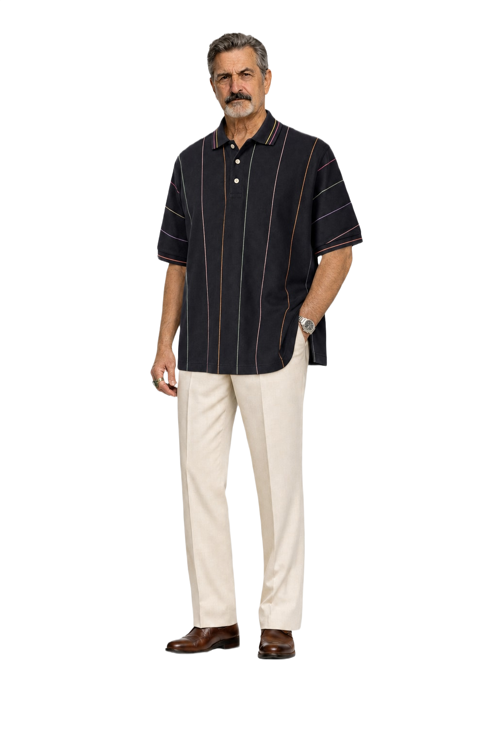 1980s Navy Blue Cotton Polo - Model