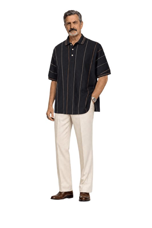 1980s Navy Blue Cotton Polo - Model