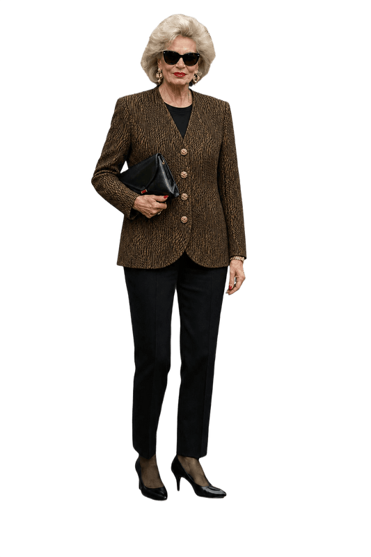 1980s Gold Wool Blend Blazer - Model