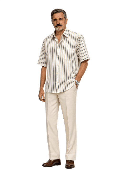 1980s Cream White Cotton Blend Shirt - Model