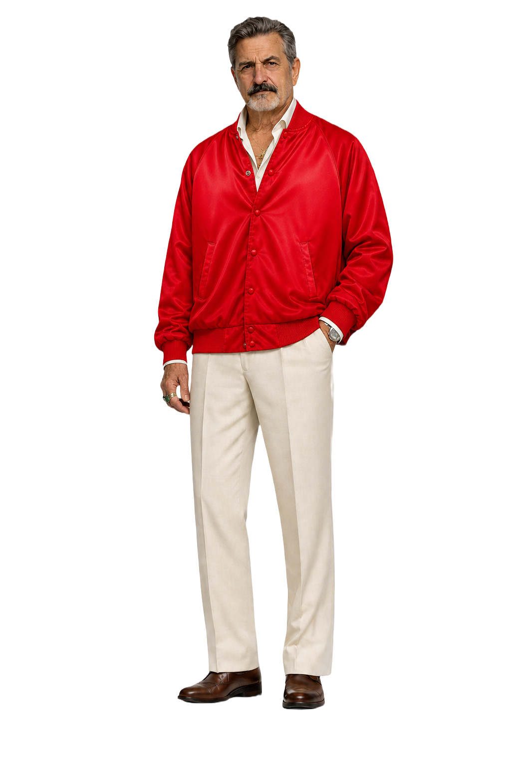 1980s Red Synthetic Jacket - Model