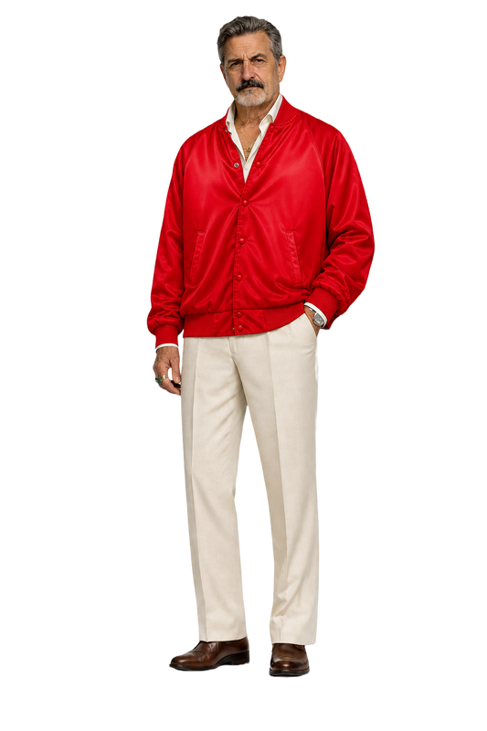 1980s Red Synthetic Jacket - Model