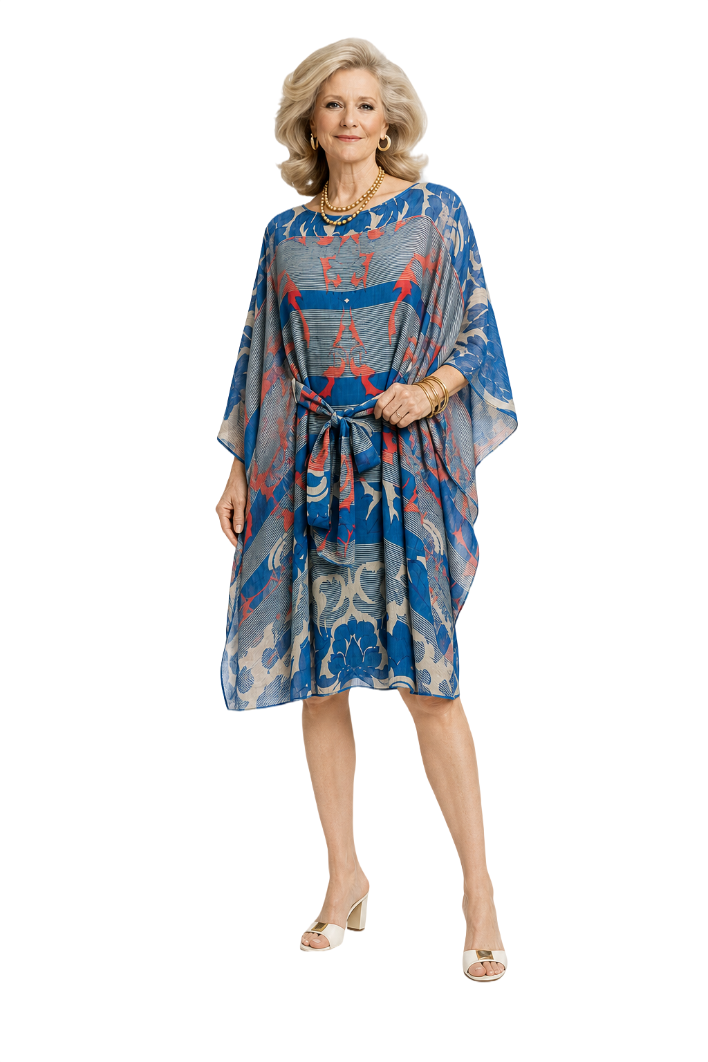 1970s Blue Sheer Polyester Dress - Model
